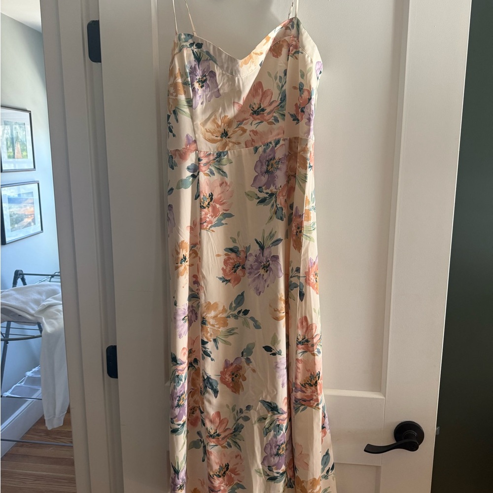 Abercrombie Floral Cream Slip Dress with Pastel Blooms petite